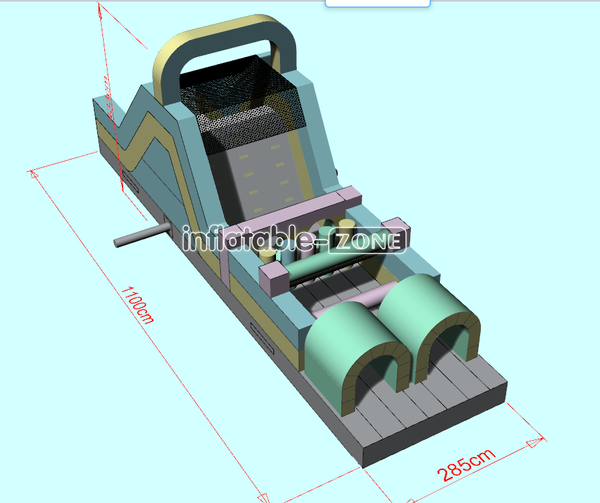 Inflatable-Zone Design Long Inflatable Obstacle Course With Climbing Wall Inflatable Sport Course For Large Events