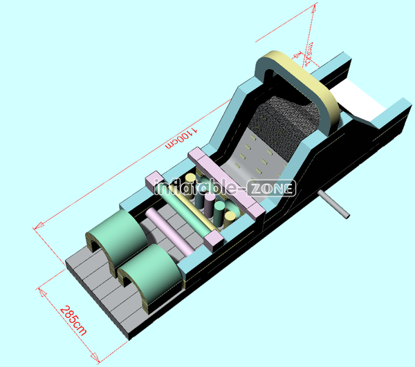 Inflatable-Zone Design Long Inflatable Obstacle Course With Climbing Wall Inflatable Sport Course For Large Events