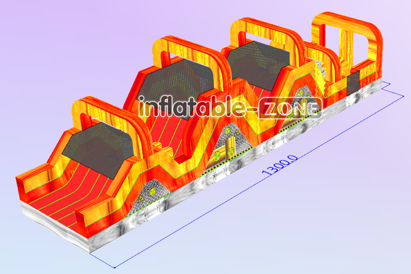 Inflatable-Zone Design Yellow And Red Marble Run Obstacle Course Large Inflatable Volcano Obstacle Course