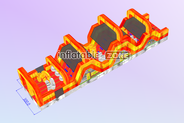 Inflatable-Zone Design Yellow And Red Marble Run Obstacle Course Large Inflatable Volcano Obstacle Course