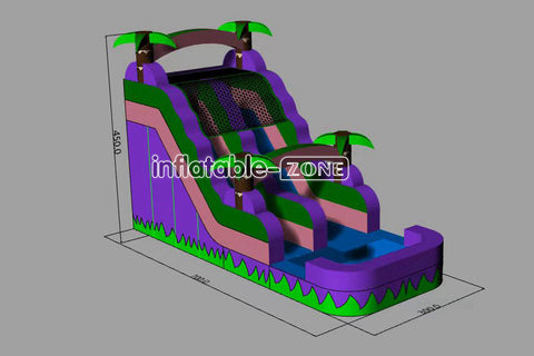 Inflatable-Zone Design Commercial Backyard Palm Tree Inflatable Water Slide Jumping Castle With Pool For Water Park Games