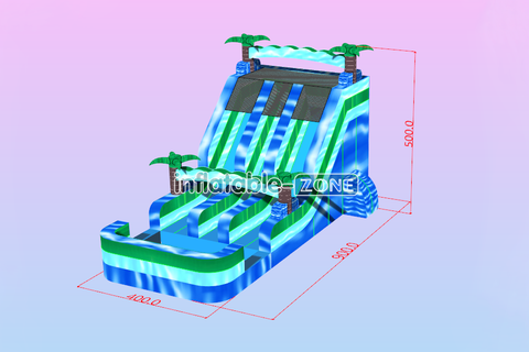 Inflatable-Zone Design Commercial Outdoor Party Blow Up Waterslide Palm Tree Inflatable Water Slide With Pool
