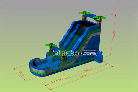 Inflatable-Zone Design Large Backyard Single Lane Water Slide Palm Tree Inflatable Water Slide With Pool