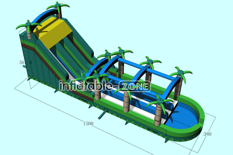 Inflatable-Zone Design Palm Tree Inflatable Water Slide Dual Lane Inflatable Slip And Slide With Pool