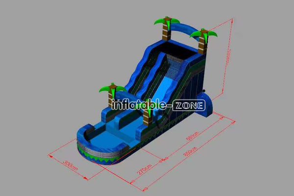 Inflatable-Zone Design Large Backyard Single Lane Water Slide Palm Tree Inflatable Water Slide With Pool