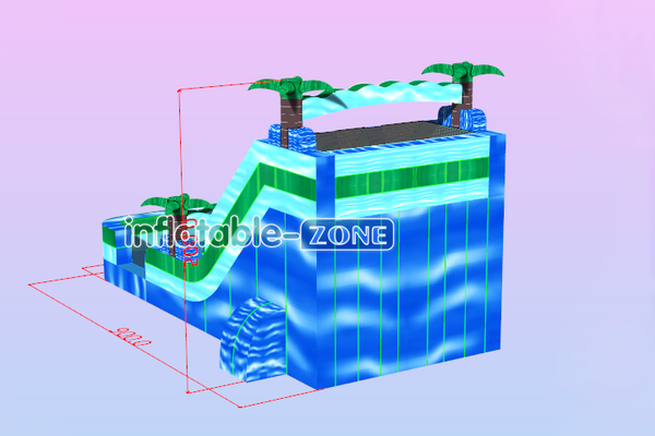 Inflatable-Zone Design Commercial Outdoor Party Blow Up Waterslide Palm Tree Inflatable Water Slide With Pool