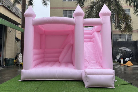 Commercial Pink Bouncy Castle With Slide Combo Wedding Inflatable Jumper Bounce House Play Near Me