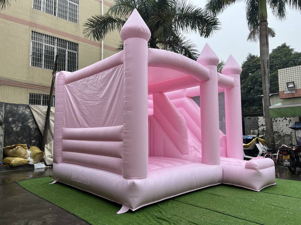 Commercial Pink Bouncy Castle With Slide Combo Wedding Inflatable Jumper Bounce House Play Near Me