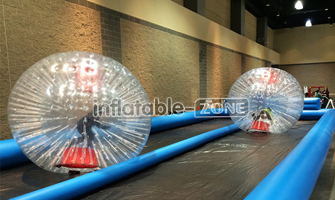 2 Lane Slide Inflatable Race Track Go Kart Track For Zorb Ball