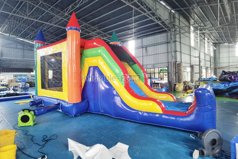 Rainbow Super Bounce House Party Jump N Slide Inflatable Bouncer Slide Combo Bouncy Castle And Soft Play