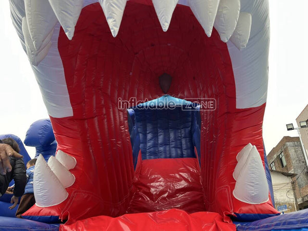 Blow Up Shark Water Slide Commercial Giant Inflatable Waterslide With Pool For Playground