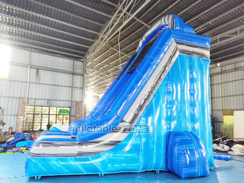 Marble Blue Single Lane Inflatable Slide Great Inflatable Dry Splash Slide For Indoor Playground Equipment