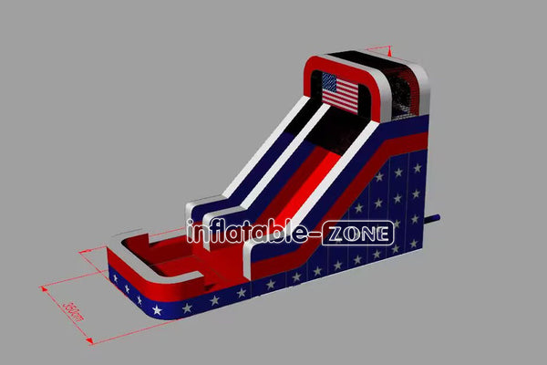 Inflatable-Zone Design Eagle And American Flag Waterslide Splash Single Lane Water Slide Inflatable Pool