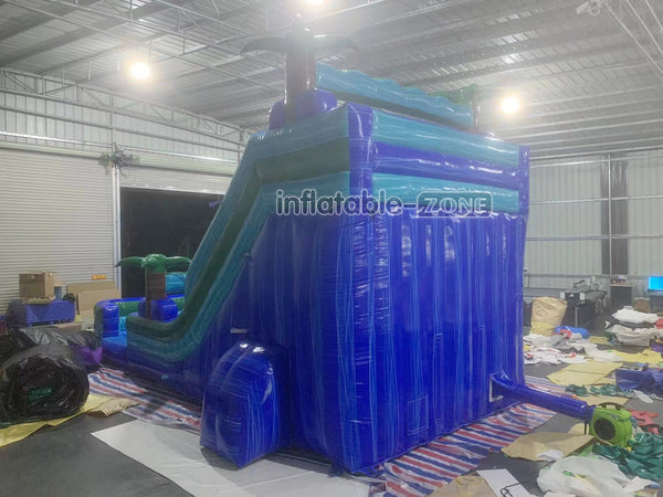 Tropical Dual Lane Water Slide Inflatable Bouncer Jumping Castle Large Jungle Inflatable Waterslide Pool
