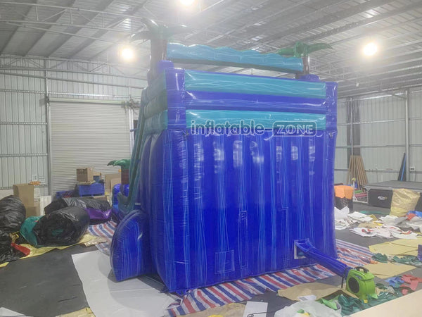 Tropical Dual Lane Water Slide Inflatable Bouncer Jumping Castle Large Jungle Inflatable Waterslide Pool