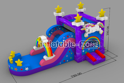 Inflatable-Zone Design Unicorn Bouncy Castle With Slide Combo Bounce House Jump N Fun Inflatables