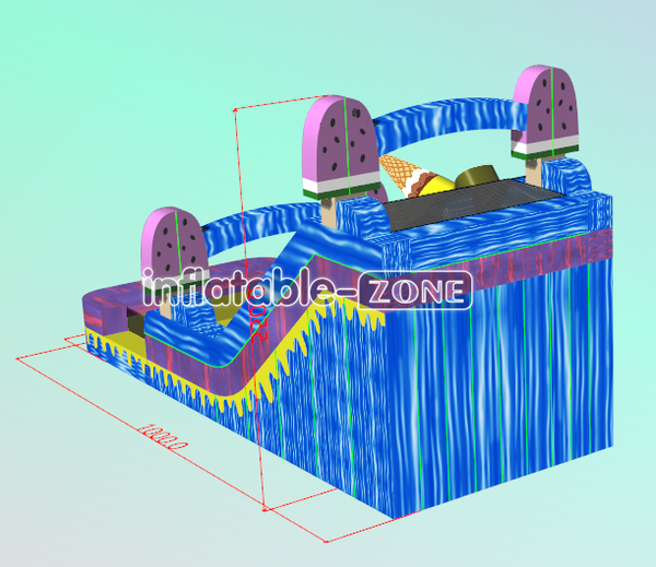 Inflatable-Zone Design Ice Cream Waterslide Outdoor Cool Popsicles Inflatable Water Slide With Splash Pool