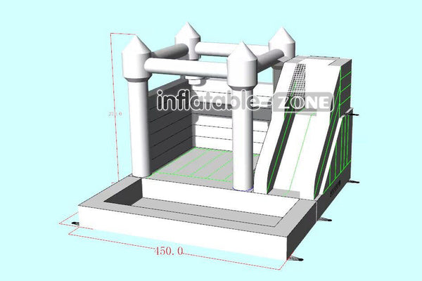 Inflatable-Zone Design Commercial White Bouncy Castle Ball Pit With Slide Combo Bounce House Inflatable Jumper