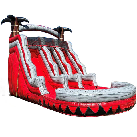Red Hot Lava Waterslide Blow Up Outdoor Party Gray Marble Commercial Inflatable Wet Dry Slide For Pool