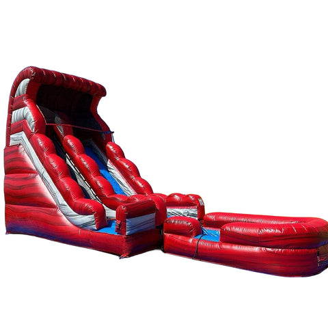 Inflatables Marble Water Slide Red Commercial Inflatable Wet Dry Slip Slide With Blow Up Splash Pool