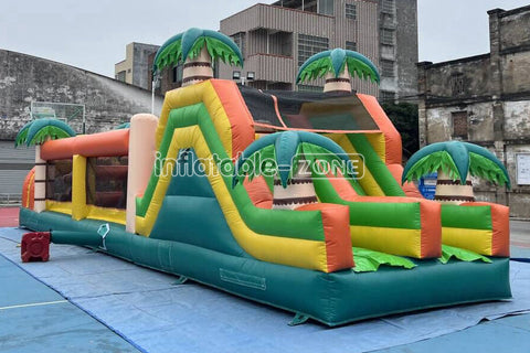 Commercial Kids And Adults Outdoor Inflatable Tropical Obstacle Course Playground Near Me