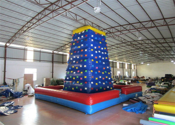 Commercial  Kids Inflatable Rock Climbing Wall Fireproof PVC Tarpaulin 7 X 7 X 7m