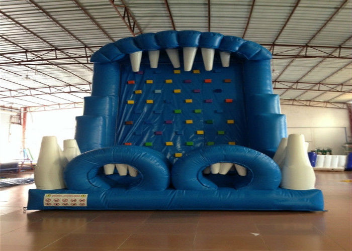 Blue Rock Climbing Bounce House 6 X 4m , Commercial Inflatable Ladder Climb