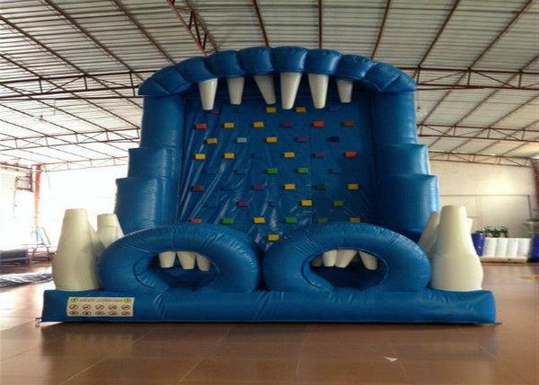Blue Rock Climbing Bounce House 6 X 4m , Commercial Inflatable Ladder Climb