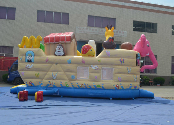 Common Elephant Animals Pirate Ship Inflatable Slide Children cute inflatable Pirate Jump House