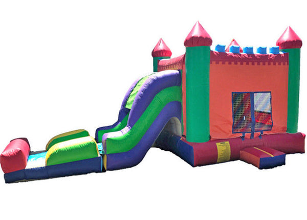 Rainbow Inflatable City Bounce Jumpers , Commericial Inflatable Bouncy Castle