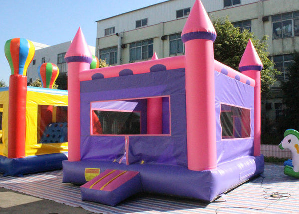 0.55mm PVC Pink And Purple Inflatable Jumping Castle Bounce House For Child