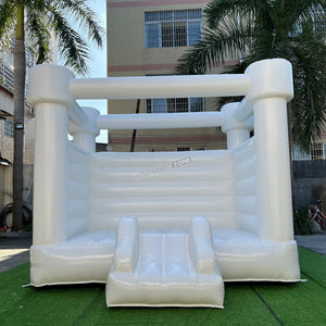 Inflatable White Bounce House With Small Slide