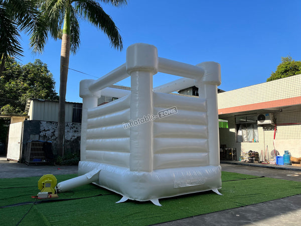 Inflatable White Bounce House With Small Slide