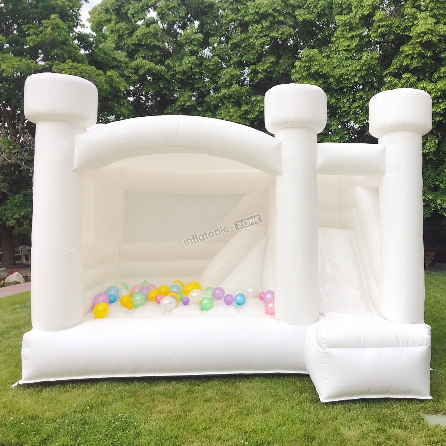 Inflatable White Bounce House With Slide For Party /Wedding