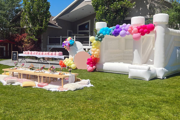 Inflatable White Bounce House With Slide For Party /Wedding