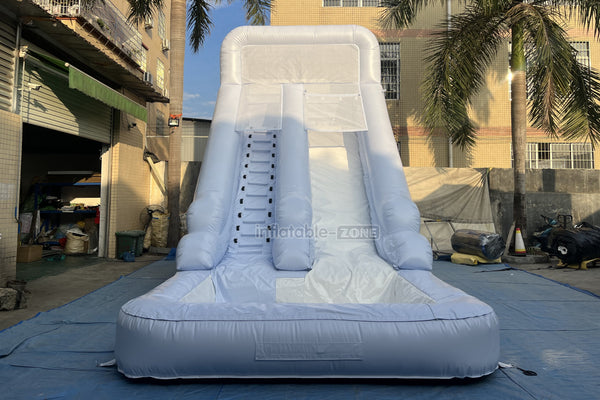 Pastel Blue Inflatable Play Pool Nearby Jump And Slide Bouncer Best Outdoor Water Slides For Backyard