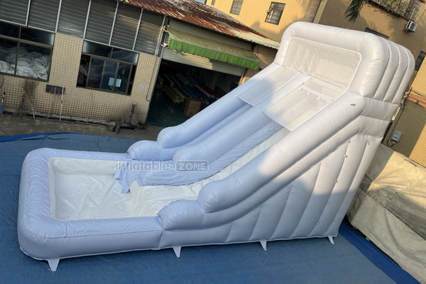 Pastel Blue Inflatable Play Pool Nearby Jump And Slide Bouncer Best Outdoor Water Slides For Backyard