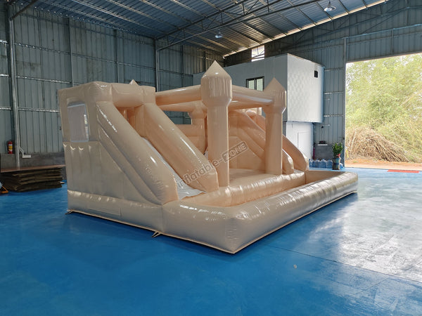 Peach Bounce House Jumping Castle With Slide Outdoor Fun Bouncy House