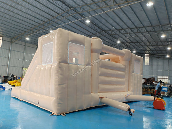 Peach Inflatable Bouncy Castle House Jumping Castle With Slide Outdoor