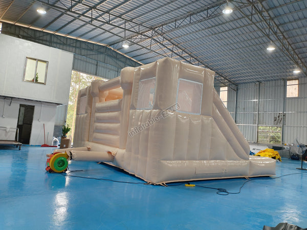 Peach Inflatable Bouncy Castle House Jumping Castle With Slide Outdoor