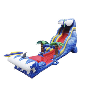 Shark Sighted Commercial Grade Water Slide With Double Drop And Pool Outdoor Water Inflatables