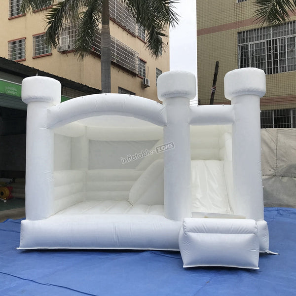 Inflatable White Bounce House With Slide Jumper