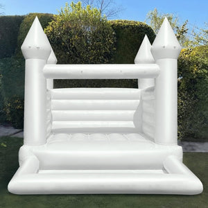 White Bounce House With Ball Pit Commercial Grade All PVC Bouncy House Castle For Kids Birthday