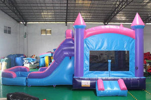 Pink And Purple Bounce House Indoor Jumping Castle Dry Combo Giant Inflatable Slide