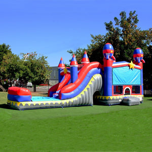 Rocket Bounce House Slides Combo Inflatable Jumping Castle Bouncy Time Party
