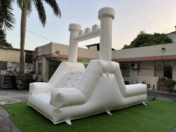 Inflatable White Bounce House With Slide Castle Wedding Jumping Castle