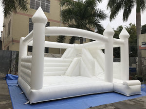 inflatable slide bouncer combo,Inflatable Wedding Bounce House White Jumping Castle with Slide