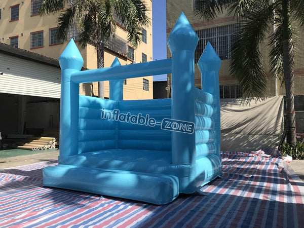 Blue Bounce House White Inflatable Wedding Bouncy Castle With Plato PVC Material For Kids Todders Party