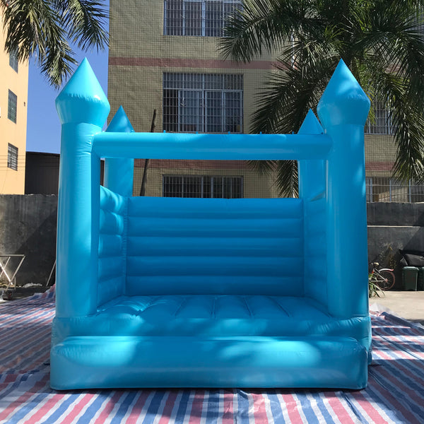 Blue Bounce House White Inflatable Wedding Bouncy Castle With Plato PVC Material For Kids Todders Party