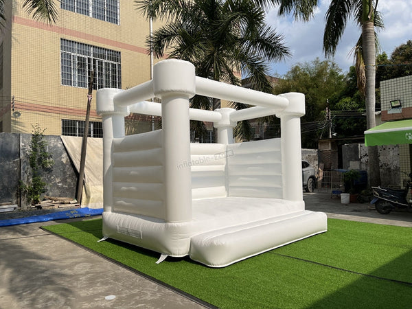 Round top All white bounce house rental Inflatable slide wedding castle jumper